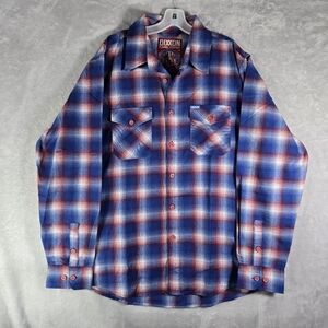 Dixxon Flannel Glory Red White Blue Plaid Button Up Long Sleeve XL Multicolor